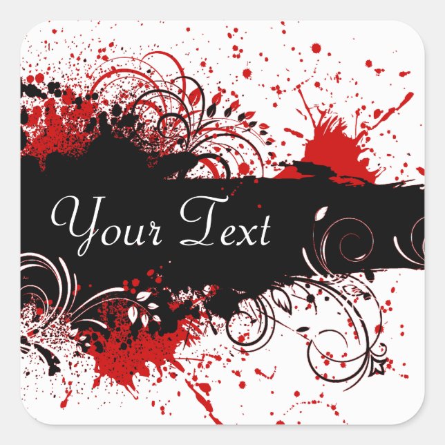 Red, White and Black Square Stickers (Front)