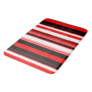 Red white and Black Stripes Bath Mat