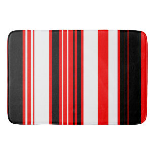 Red white and Black Stripes  Bath Mat