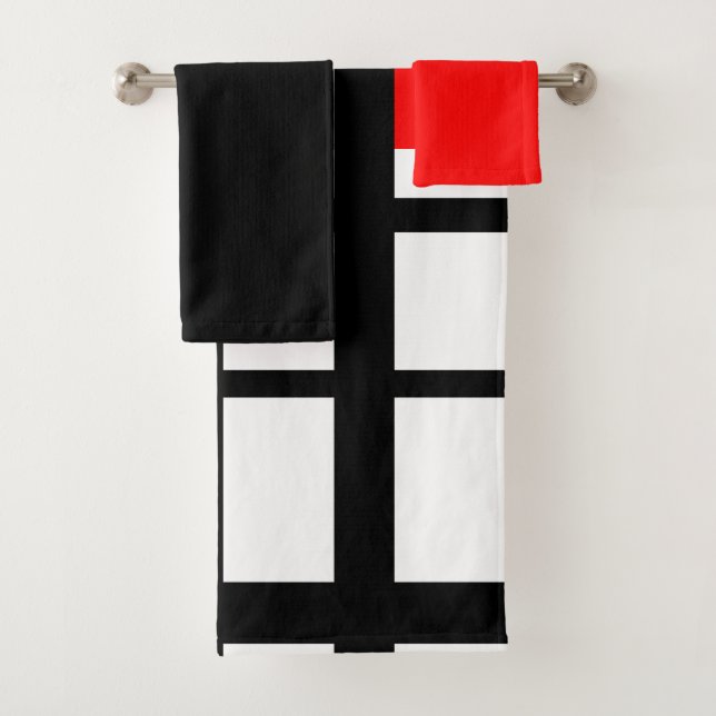 Red white and Black Stripes Bath Towel Set (Insitu)