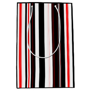 Red white and Black Stripes  Medium Gift Bag