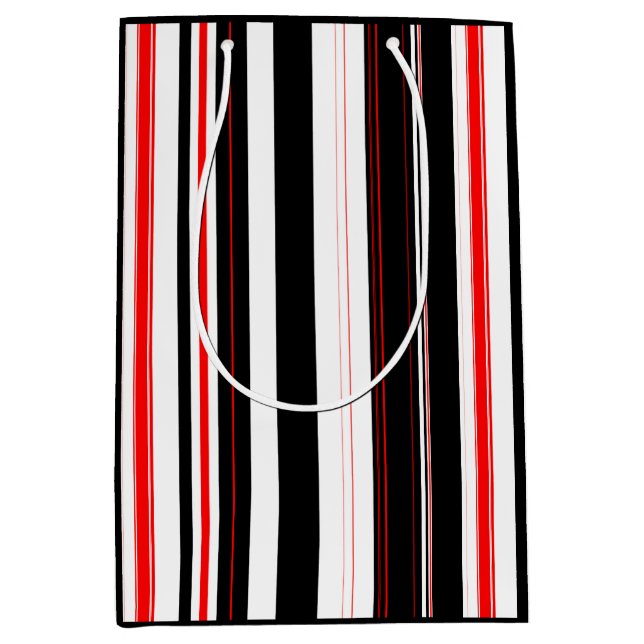 Red white and Black Stripes  Medium Gift Bag (Front)
