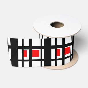 Red white and Black Stripes Satin Ribbon