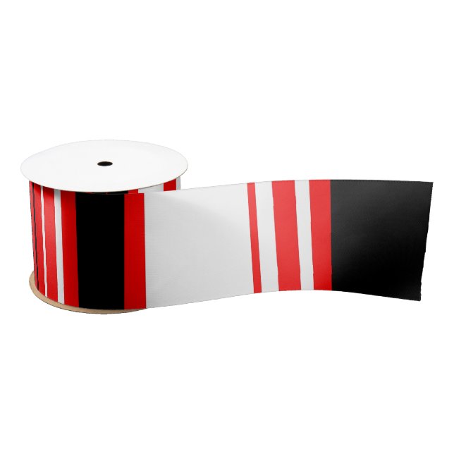 Red white and Black Stripes  Satin Ribbon (Spool)