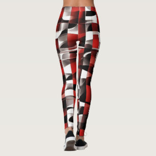 Red, White and Black Variation Checkered Leggings