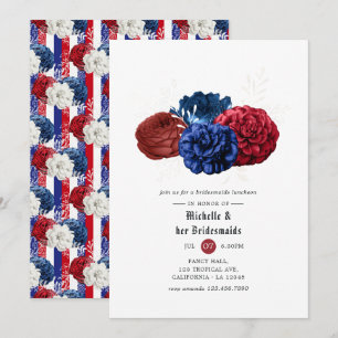 Red White and Blue 4th July Bridesmaids Luncheon Invitation