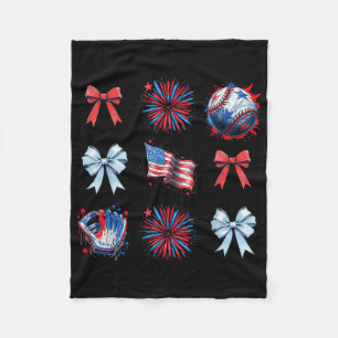 Red White And Blue 4th Of July Coquette Baseball B Fleece Blanket