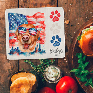 Red White and Blue 4th of July Funny Labrador Dog Cutting Board
