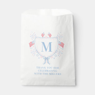 Red, White and Blue 4th of July Monogram Crest Favour Bags