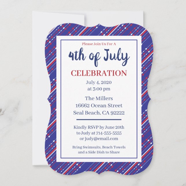 Red White and Blue 4th of July Party Invitation (Front)
