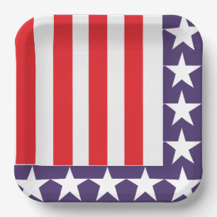 Red White and Blue 4th of July Party Paper Plate