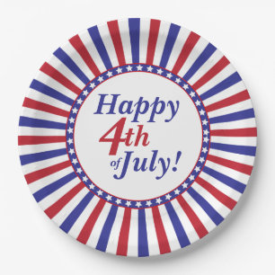 Red White and Blue 4th of July Stars and Stripes Paper Plate