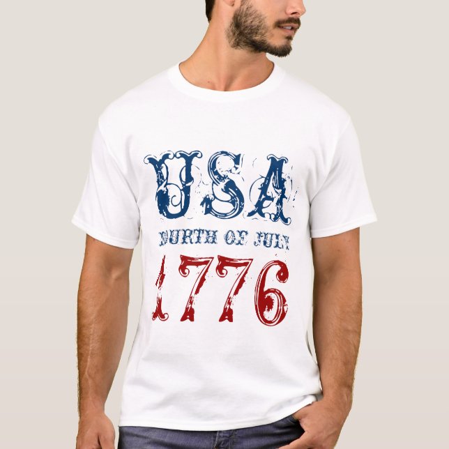 Red white and blue 4th of July t shirt | USA 1776 (Front)