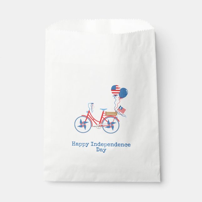 Red White and Blue 4th of July Whimsical Bicycle  Favour Bags (Front)