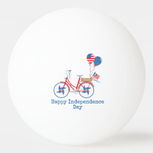 Red White and Blue 4th of July Whimsical Bicycle Ping Pong Ball