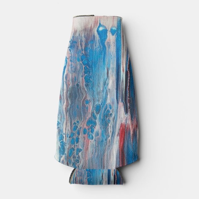 Red White and Blue Abstract Bottle Coolers (Front)