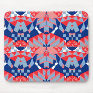 red white and blue abstract print #1 mouse mat