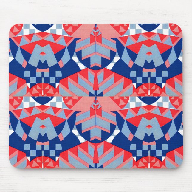 red white and blue abstract print #1 mouse mat (Front)