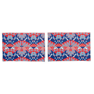 red white and blue abstract print #1 pillowcase