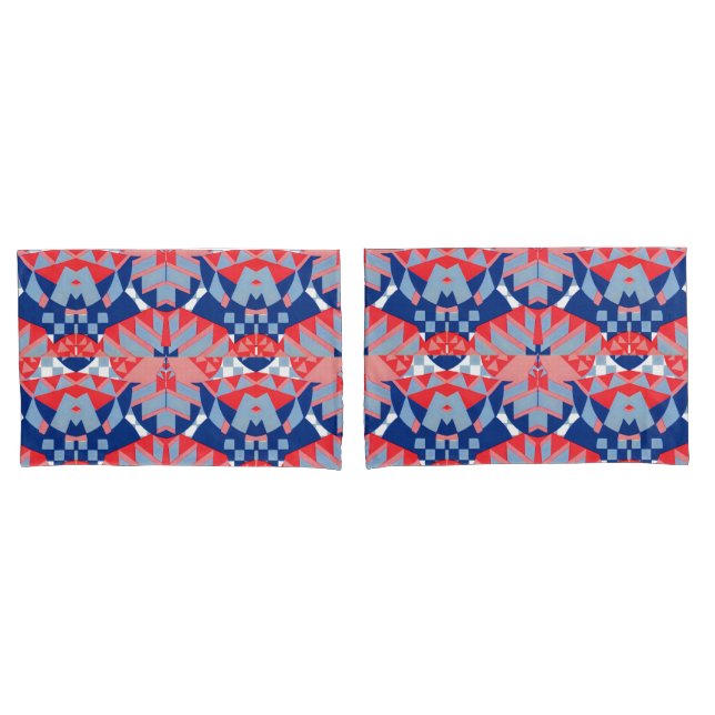 red white and blue abstract print #1 pillowcase (Front-Set)