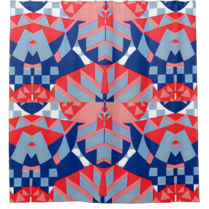 red white and blue abstract print #1 shower curtain