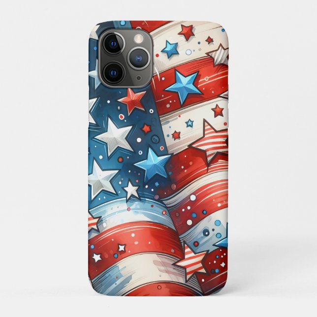 Red, White and Blue Abstract US Flag Patriotic  Case-Mate iPhone Case (Back)