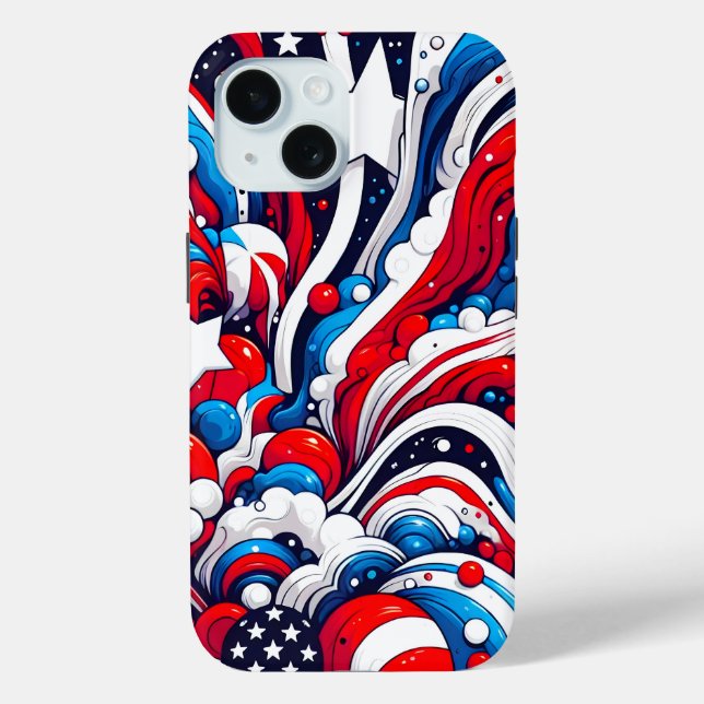 Red, White and Blue Abstract US Flag Patriotic  Case-Mate iPhone Case (Back)