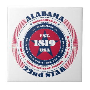 Red, White, and Blue Alabama Ceramic Tile
