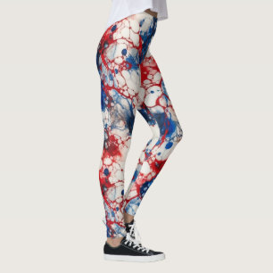 Red White and Blue Alcohol Ink USA  Flag Colours Leggings