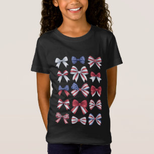 Red White And Blue American Coquette Bows 4th July T-Shirt