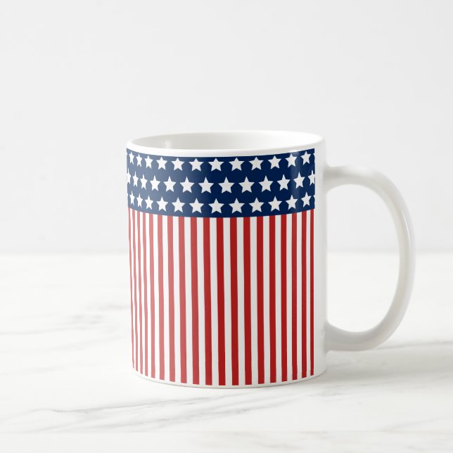 Red White and Blue American Flag Pattern Coffee Mug (Right)