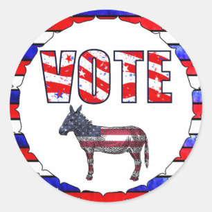 Red White and Blue American Flag Vote Stickers