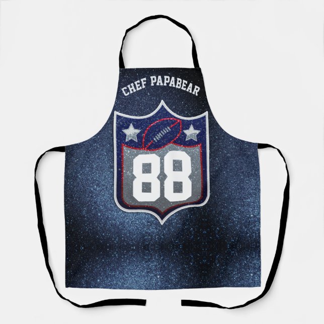 Red White and Blue American Football Team Sports Apron (Front)