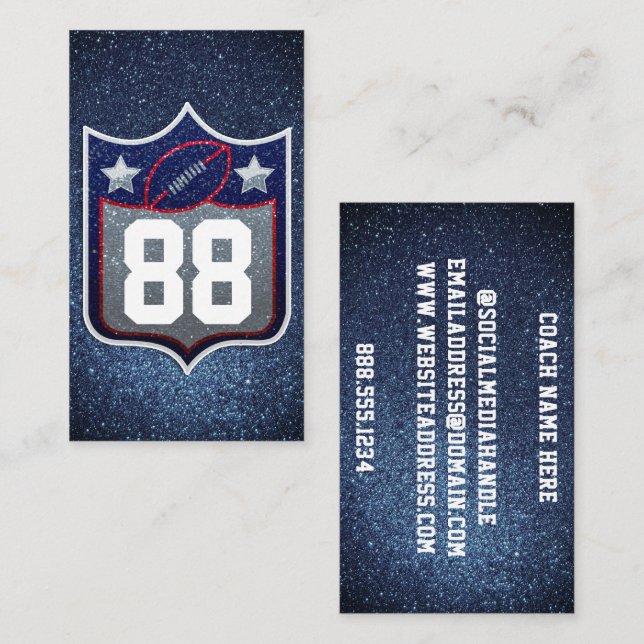 Red White and Blue American Football Team Sports Business Card (Front/Back)