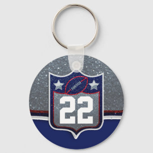 Red White and Blue American Football Team Sports Key Ring