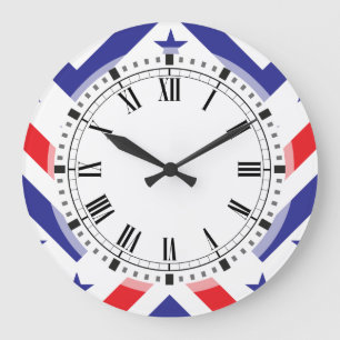 Red White and Blue American July 4 Party Large Clock