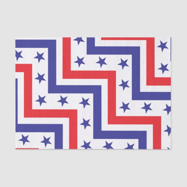 Red White and Blue American July 4 Party Tissue Paper (Front)