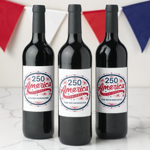 Red White and Blue America's 250th Anniversary Wine Label