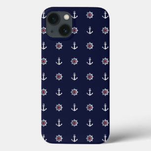 Red White And Blue Anchor Pattern iPhone 13 Case