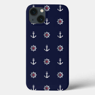 Red White And Blue Anchor Pattern iPhone 13 Case