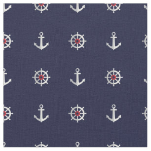 Red White And Blue Anchor Pattern Fabric