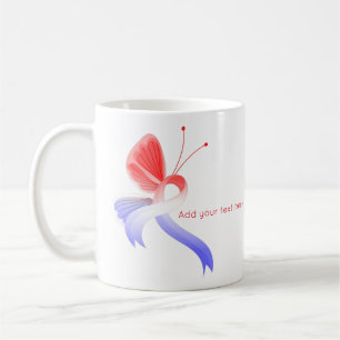 Red, White and Blue Awareness Ribbon Butterfly Coffee Mug