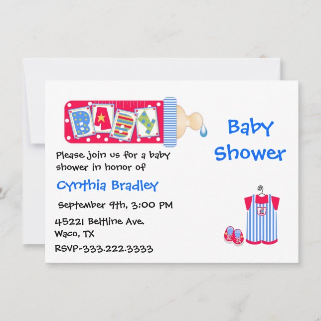 Red, White, and Blue Baby Boy shower invitation (Front)