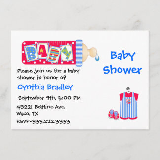 Red, White, and Blue Baby Boy shower invitation