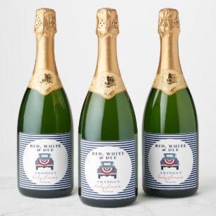 Red White and Blue Baby Shower Favour Sparkling Wine Label