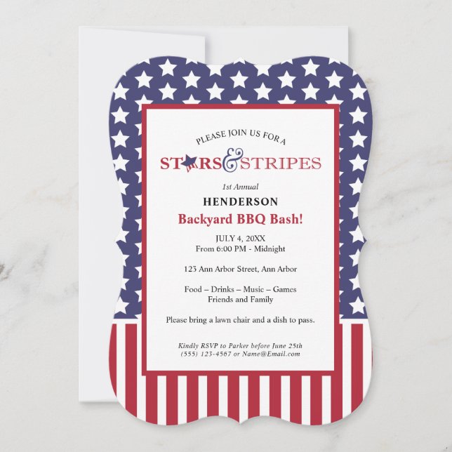 Red White and Blue Barbecue Party Invitation (Front)