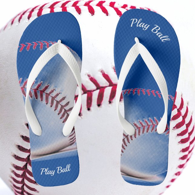Red White and Blue Baseball Flip Flops (Creator Uploaded)