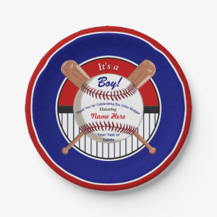 Red, White and Blue Baseball Paper Plates, 2 Sizes Paper Plate