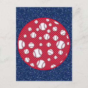 Red White and Blue Baseball  Postcard