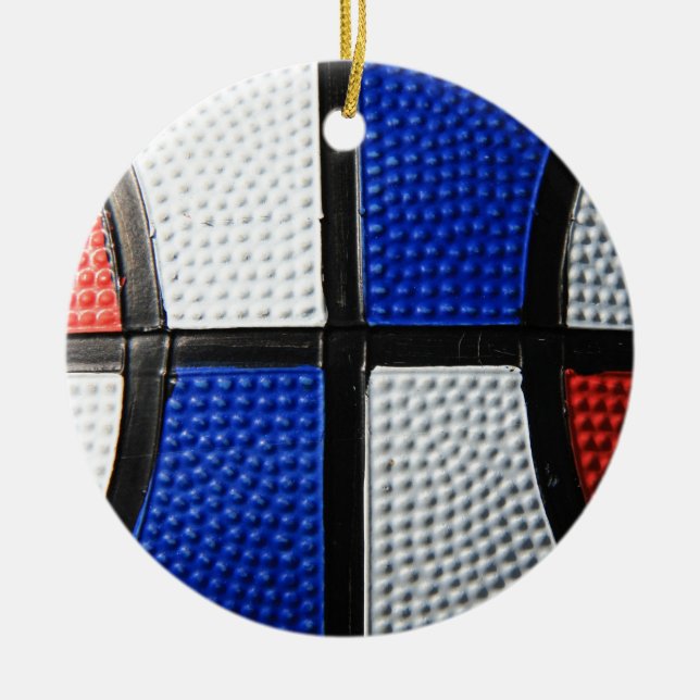 Red White And Blue Basketball Ceramic Tree Decoration (Front)